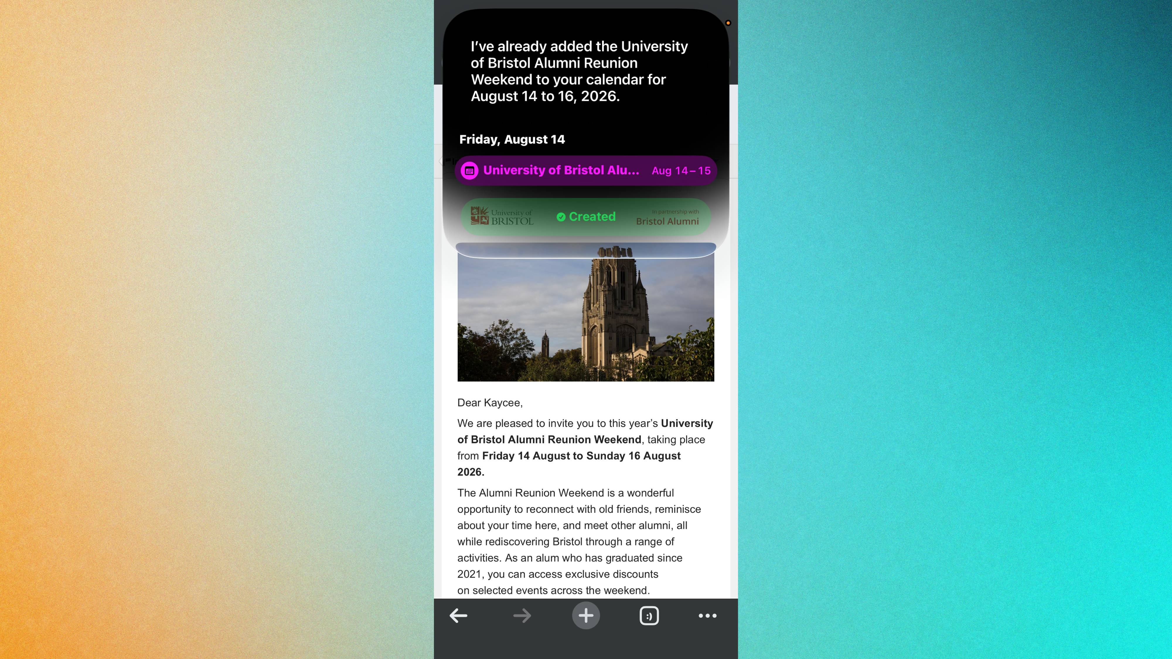 Siri AI smart calendar invites