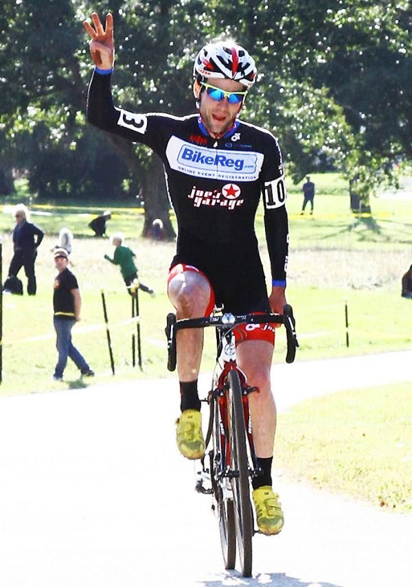 Three&rsquo;s a charm. Justine Lindine (Bikereg.com-Joe&rsquo;s Garage) crossed the finish line first for the third time this week.
