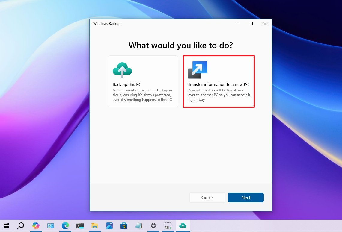 Windows 10 transfer information to a new PC