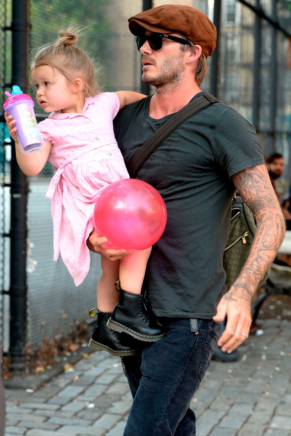 David Beckham and Harper at the park in New York