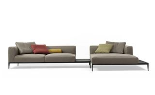 Combining a sofa and side tables into one hybrid design, the new 'Jaan Sofa', also by EOOS, incorporates generous leather surfaces