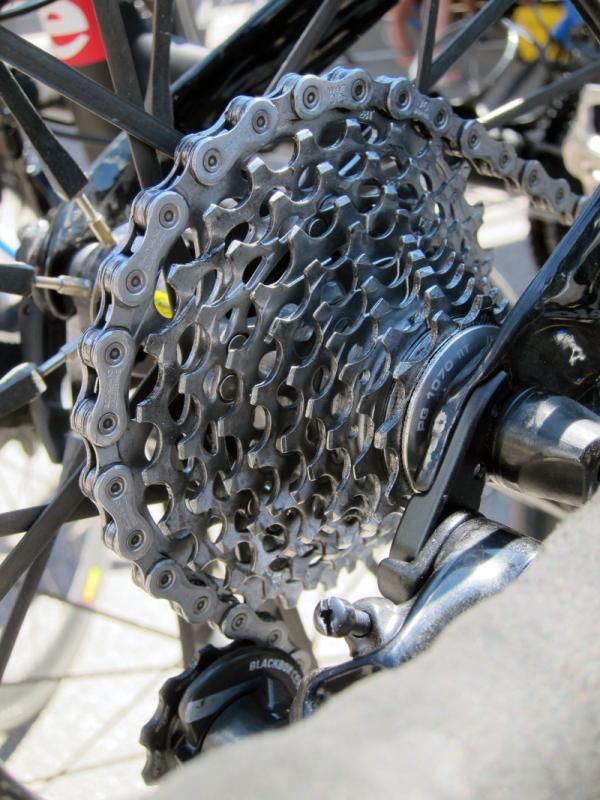 Dave Zabriskie (Garmin-Cerv&eacute;lo) opted for a 28-tooth large cog on his spare Cerv&eacute;lo S5 setup.