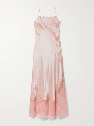 Lace-Trimmed Silk-Satin Nightdress