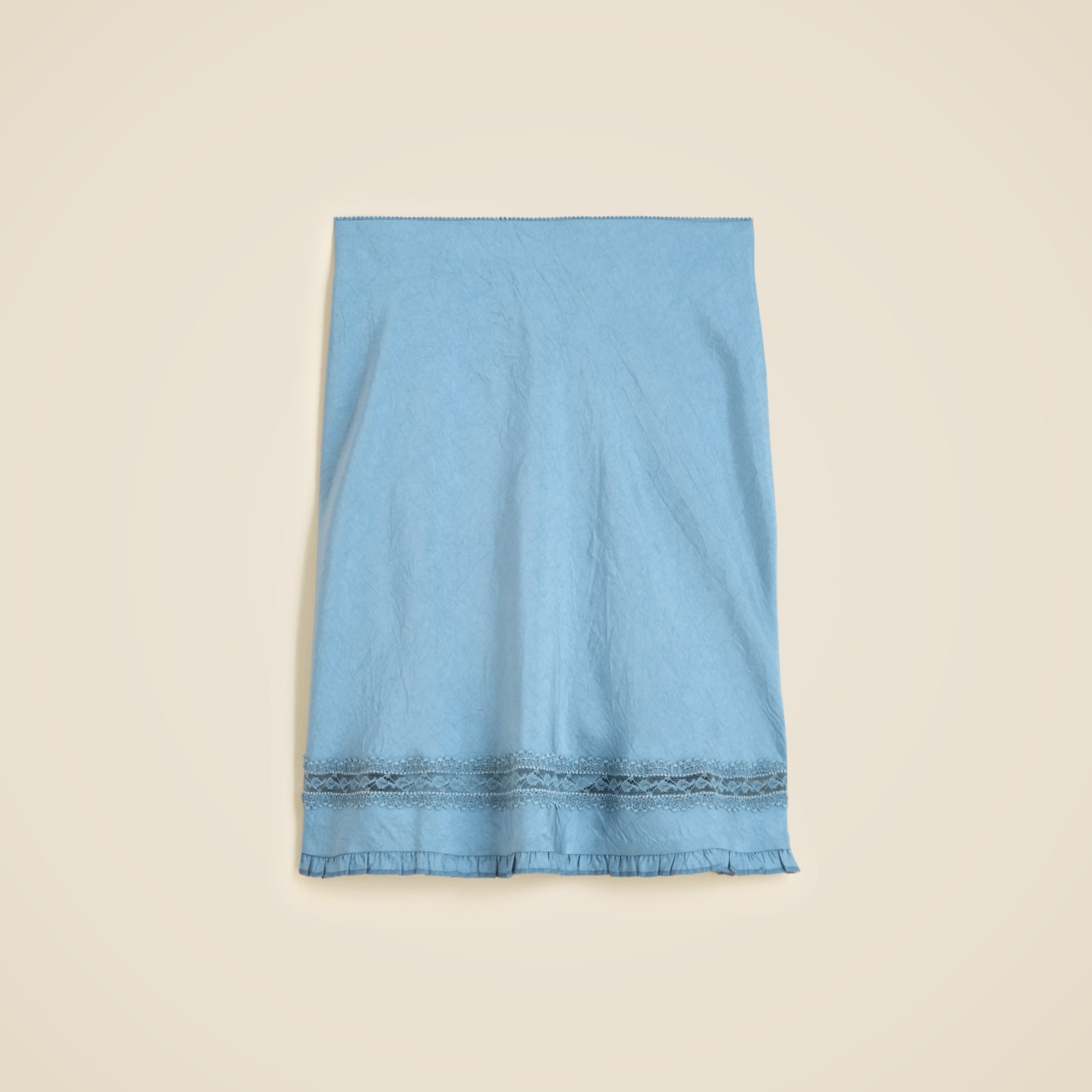 J.Crew, Lace-Trim Slip Skirt in Matte Textured Satin