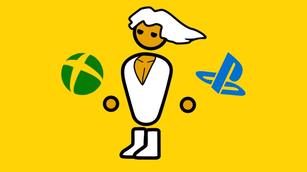 A logo of a PC Gamer holding the Xbox and PlayStation logos.