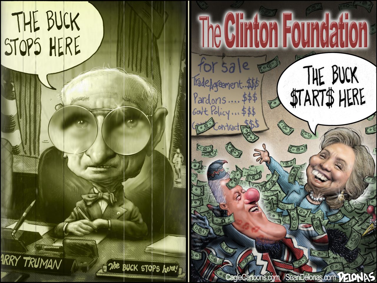 Political cartoon U.S.&amp;amp;nbsp;Truman and Clinton