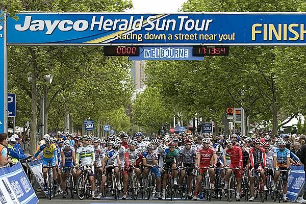 On the startline in Carlton for the final stage of the 2009 Jayco Herald Sun Tour.