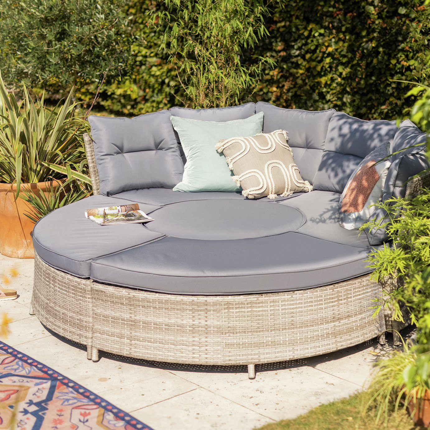 Argos Home Saturn 8 Seater Rattan Garden Sofa Set - Grey