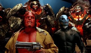 Hellboy II: The Golden Army Hellboy and Abe Sapien surrounded by the Golden Army