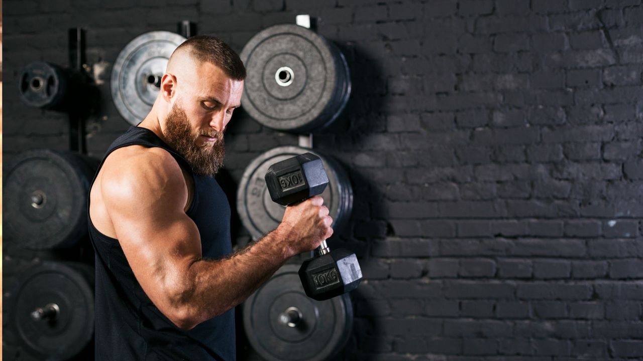 A man performing hammer curls