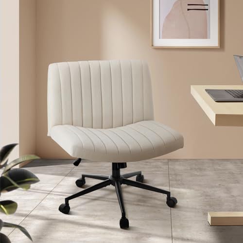 Armless Office Chair with Linen Fabric