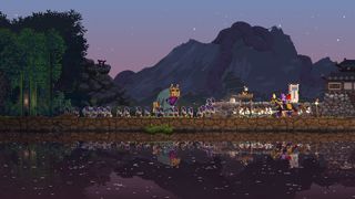 In-game screenshot of the player battling the Greed in Kingdom Two Crowns