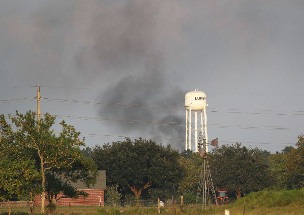 Smoke rising from Arkema chemical facility.