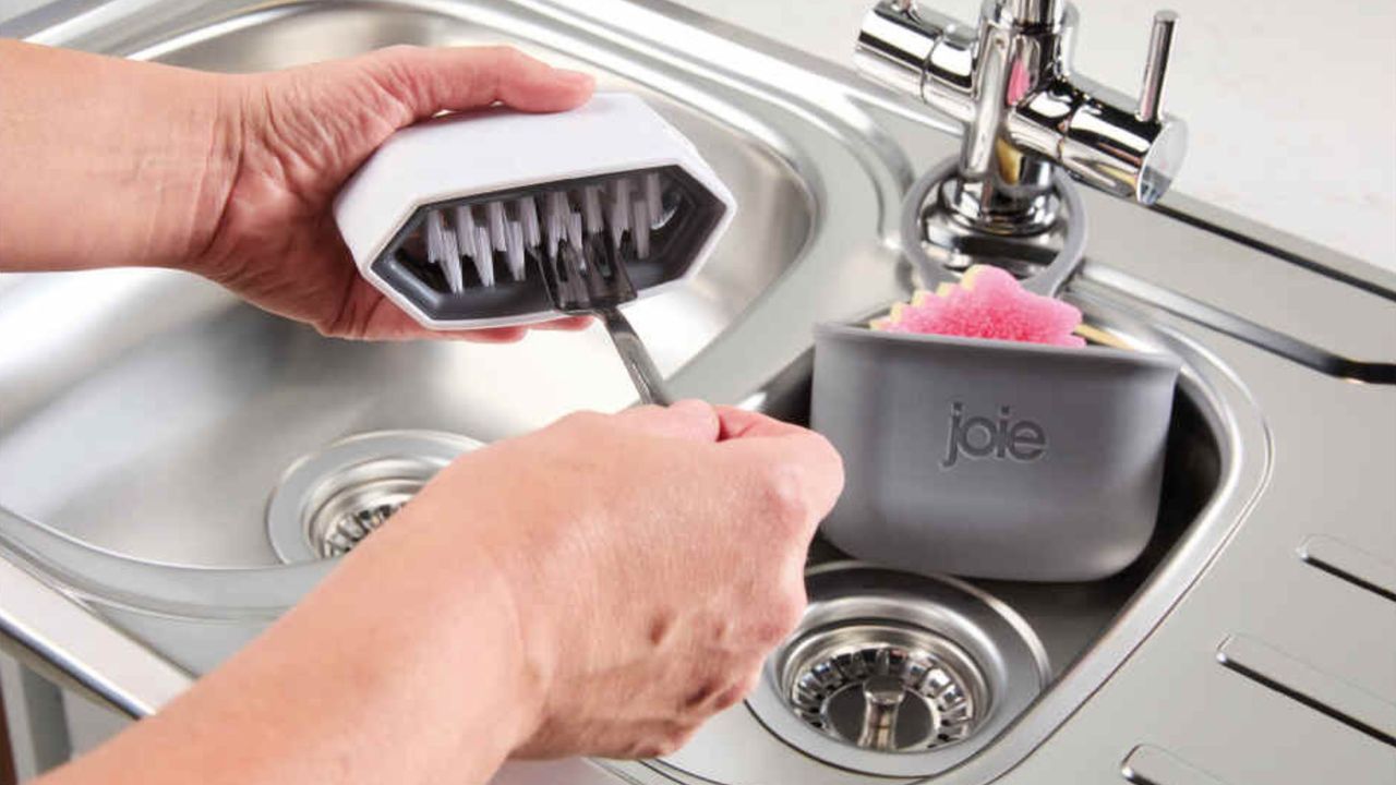 Aldi cutlery cleaner and sink caddy in a sink