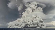 The underwater Hunga Tonga-Hunga Ha'apai volcano eruption on Jan. 15, 2022.