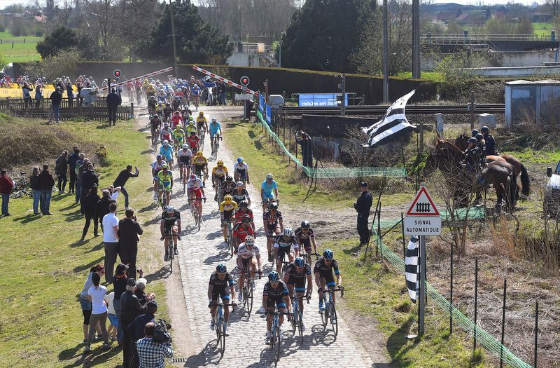 There were a few riders who didn't need worry about the train incident at Paris-Roubaix due to being at the front of the race