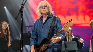 Rock and Roll Hall of Fame member Mike Mills, bass player of R.E.M., performs onstage during the Jim Irsay Collection Exhibit and Concert at Shrine Auditorium and Expo Hall on January 11, 2024 in Los Angeles, California