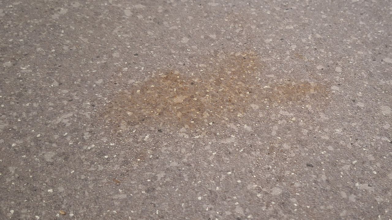 Ketchup smeared on lino before mopping test