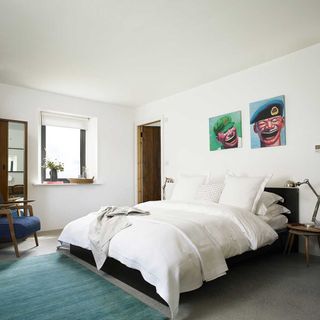 modern farm cottage renovation blue bedroom