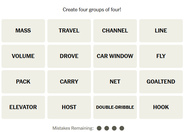 The New York Times Connections puzzle on May 7, 2026