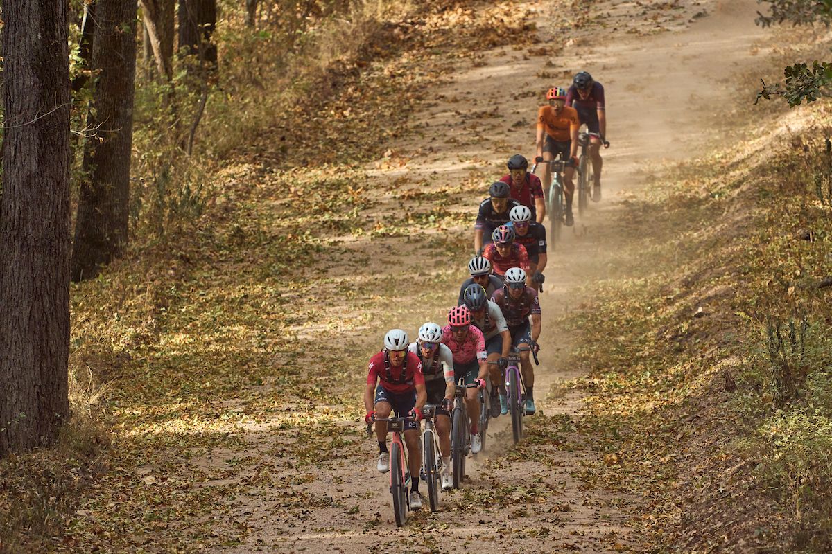 The men's pro peloton on the 104-mile course