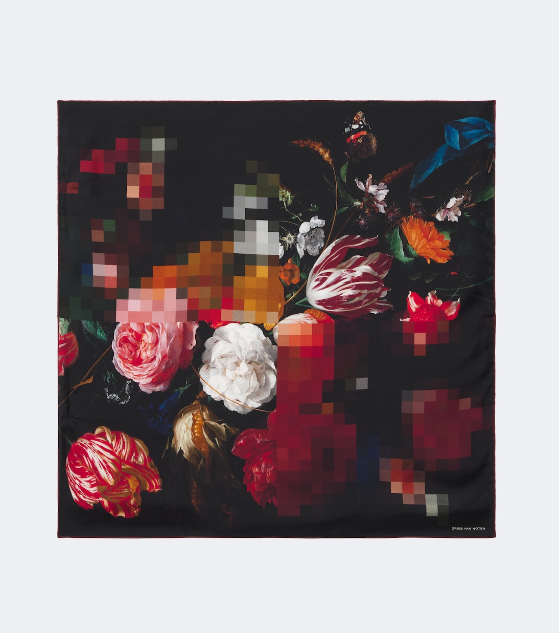 Floral Silk Twill Scarf in Multicoloured - Dries Van Noten