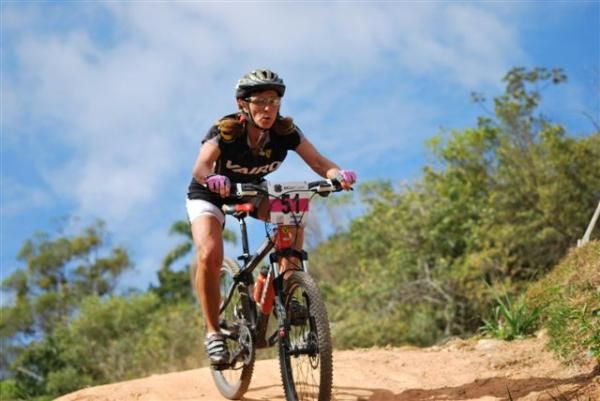 Rita Cerutti (Argentina) rides toward silver in the women 50+ race