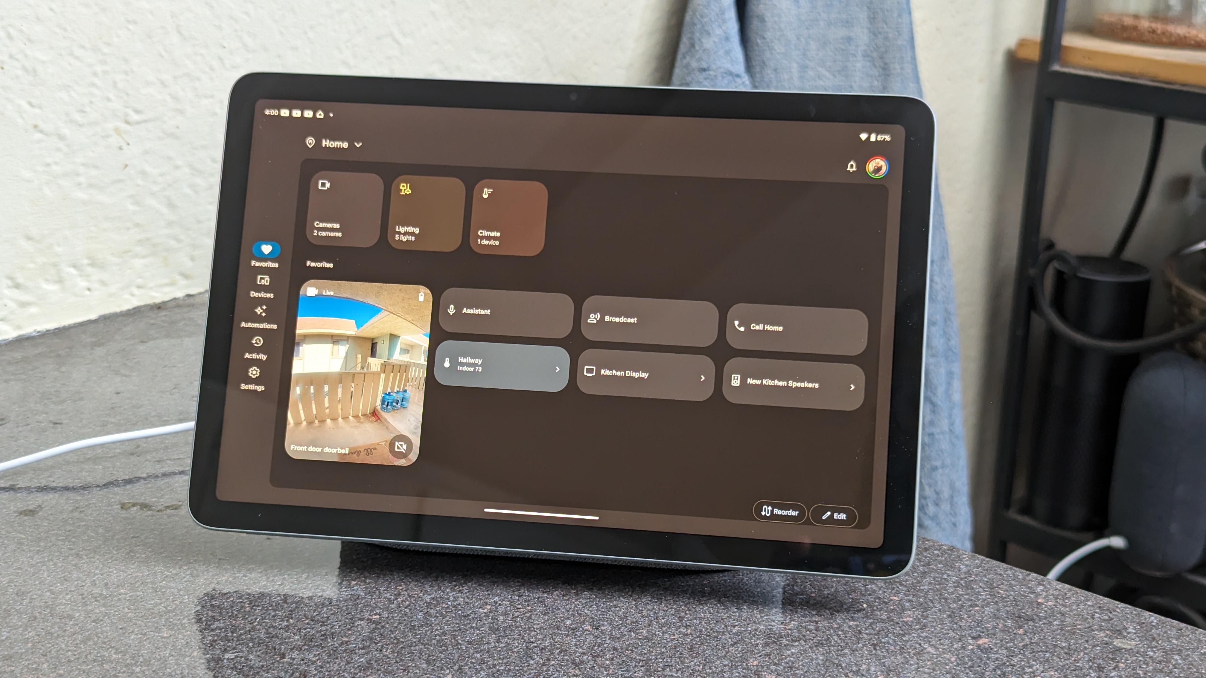 Pixel tablet ana sayfa kontrol paneli