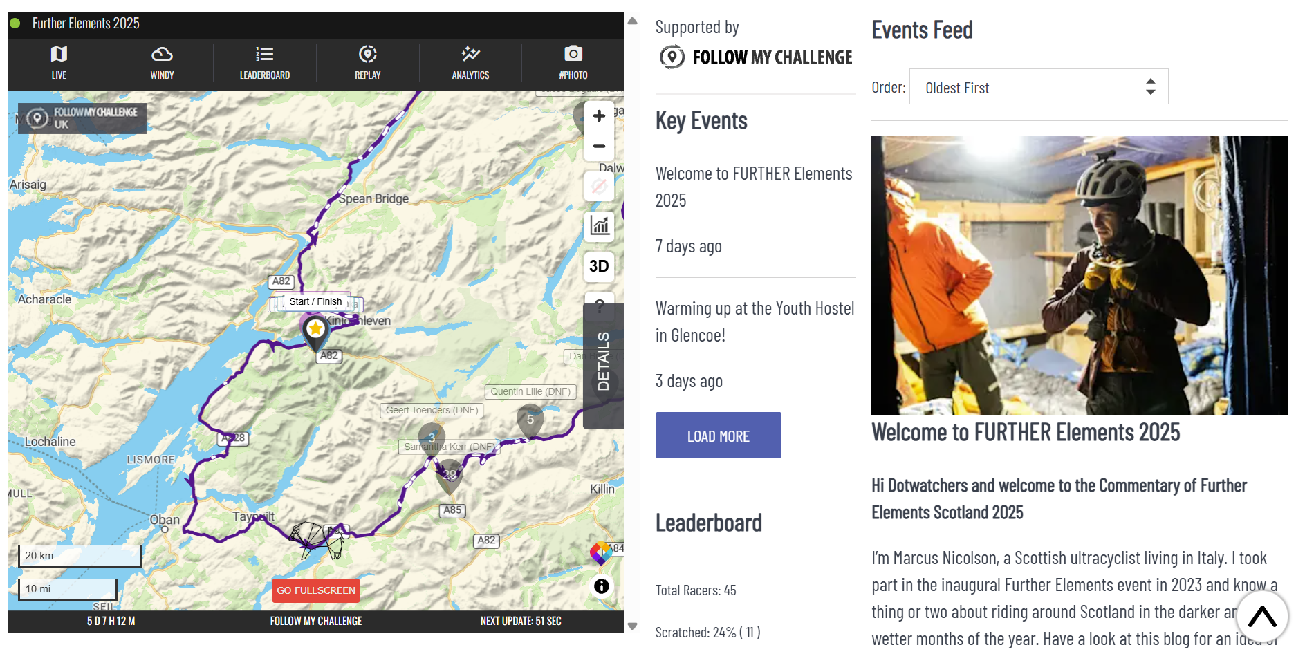 Website screenshot with map