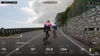 BKOOL indoor cycling simulator showing a Giro d'Italia stage