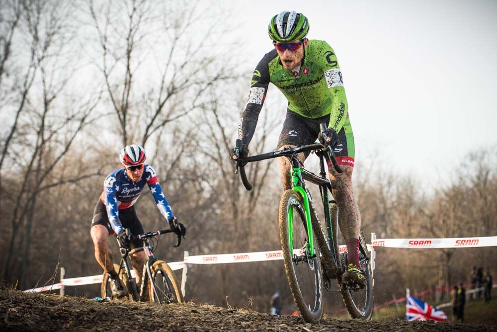 Jamey Driscoll (Raleigh Clement) takes a sweeping turn as Jonathan Page (Page Fuji) passes on an adjacent part of the course