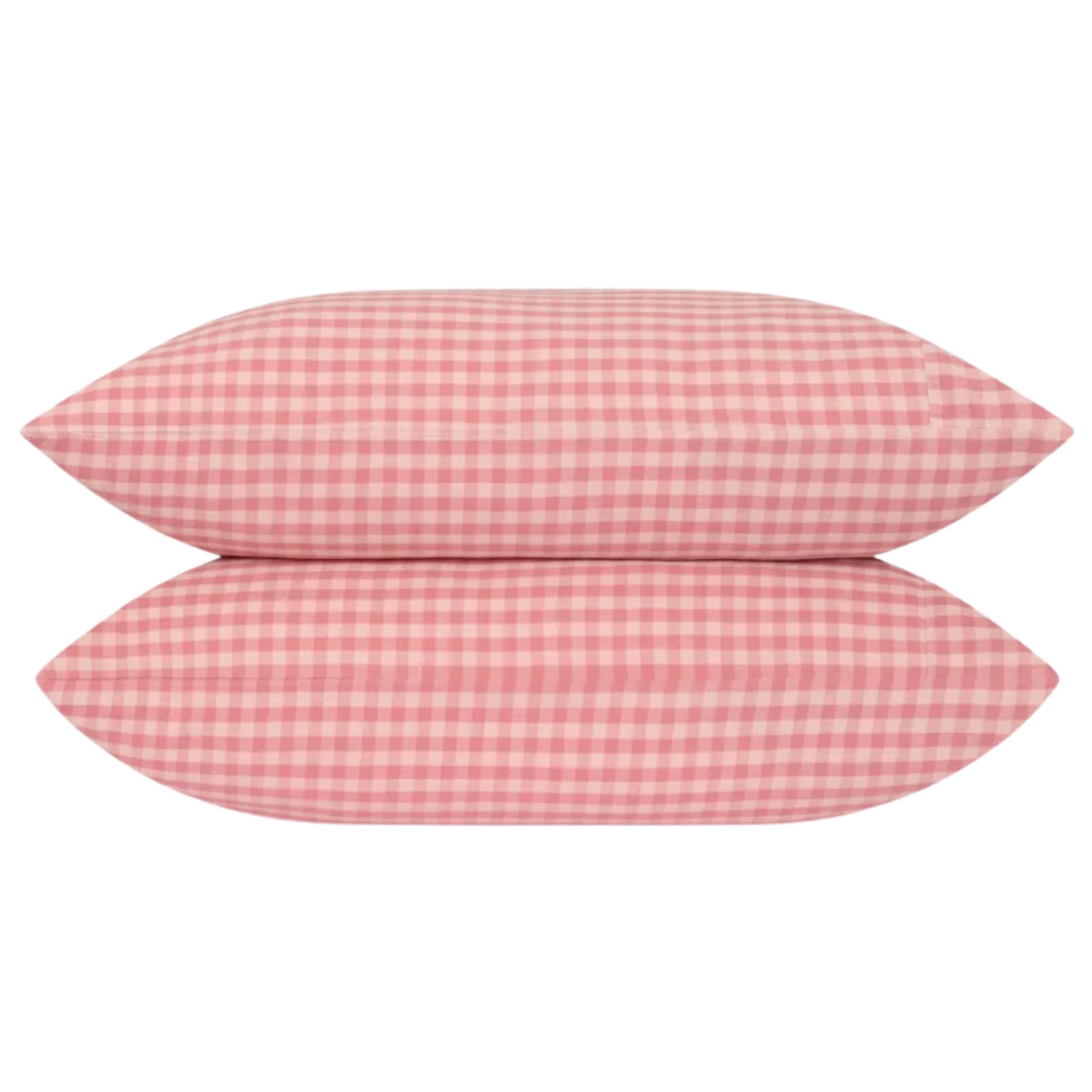 Piglet in Bed pink gingham pillowcase pair