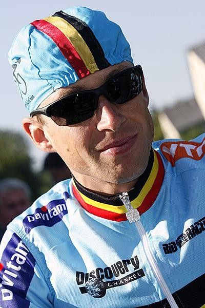 Stijn Devolder sporting his Belgian team kit.
