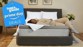 Casper Comfy mattress topper with Prime Deals graphic overlaid