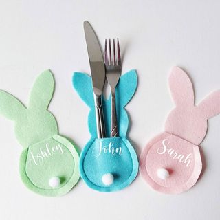 Easter decorations: Personalised Easter Bunny Cutlery Holders