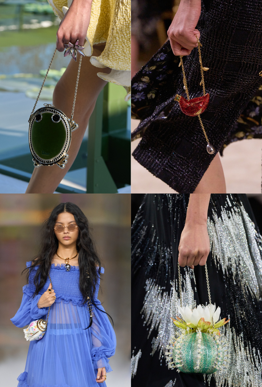 A collage of the minaudiere bag trend, one of the key autumn 2026 bag trends.