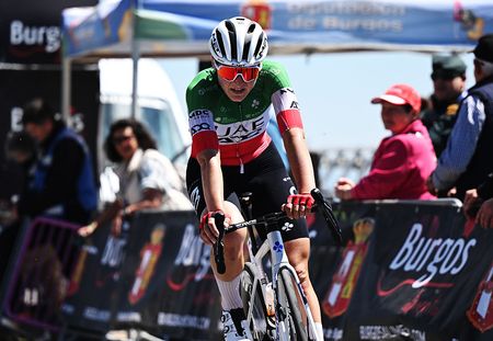 ESPINOSA DE LOS MONTEROS PICON BLANCO SPAIN MAY 24 Elisa Longo Borghini of Italy and Uae Team Adq crosses the finish line during the 10th Vuelta a Burgos Feminas 2025 Stage 3 a 95km stage from Valle de Valdebezana Soncillo to Espinosa de los Monteros Picon Blanco 1506m UCIWWT on May 24 2025 in Espinosa de los Monteros Picon Blanco Spain Photo by Szymon GruchalskiGetty Images