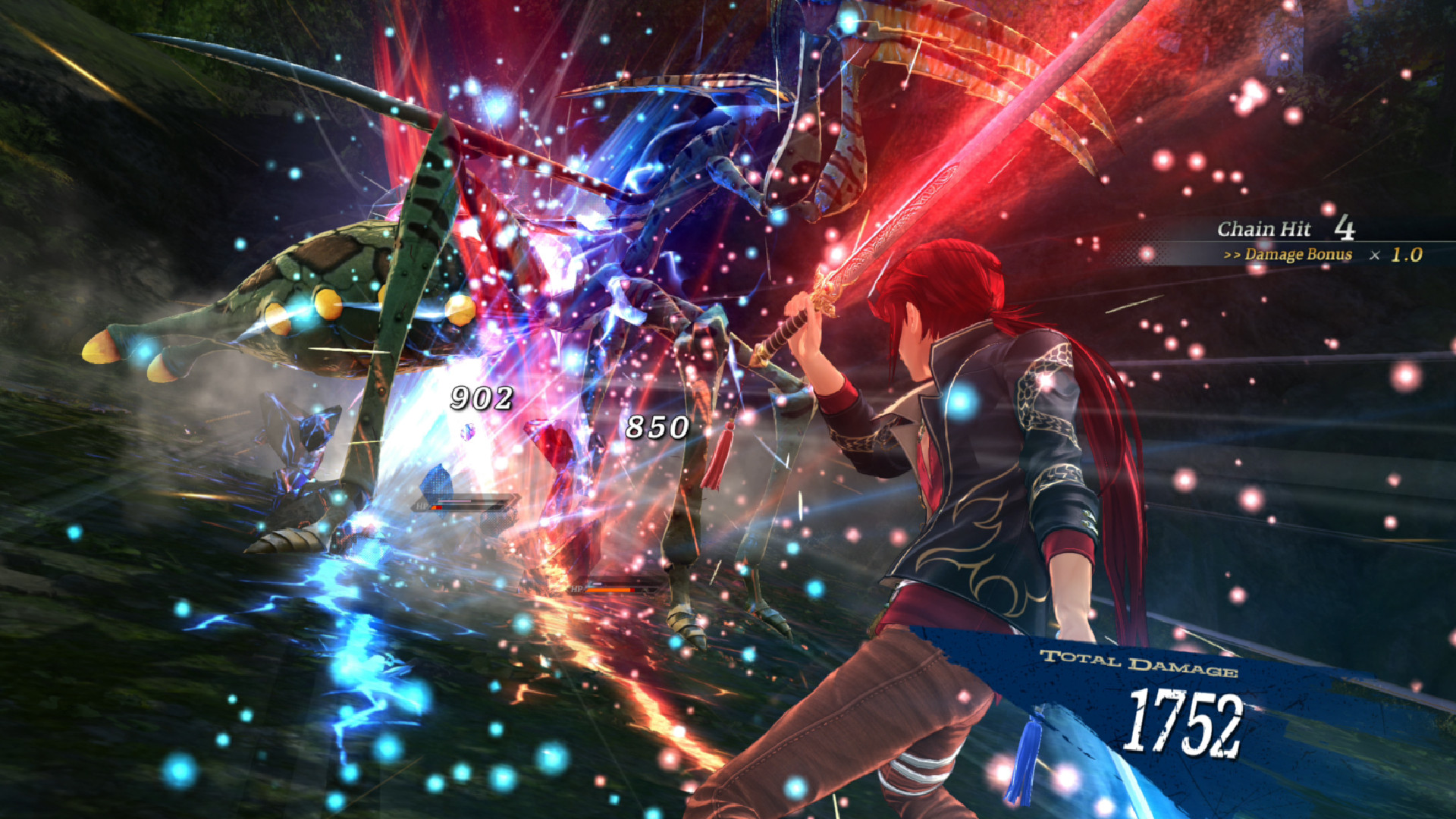 Aaron Wei battles a bug monster in Trails Beyond the Horizon, cropped for a closer view of the action