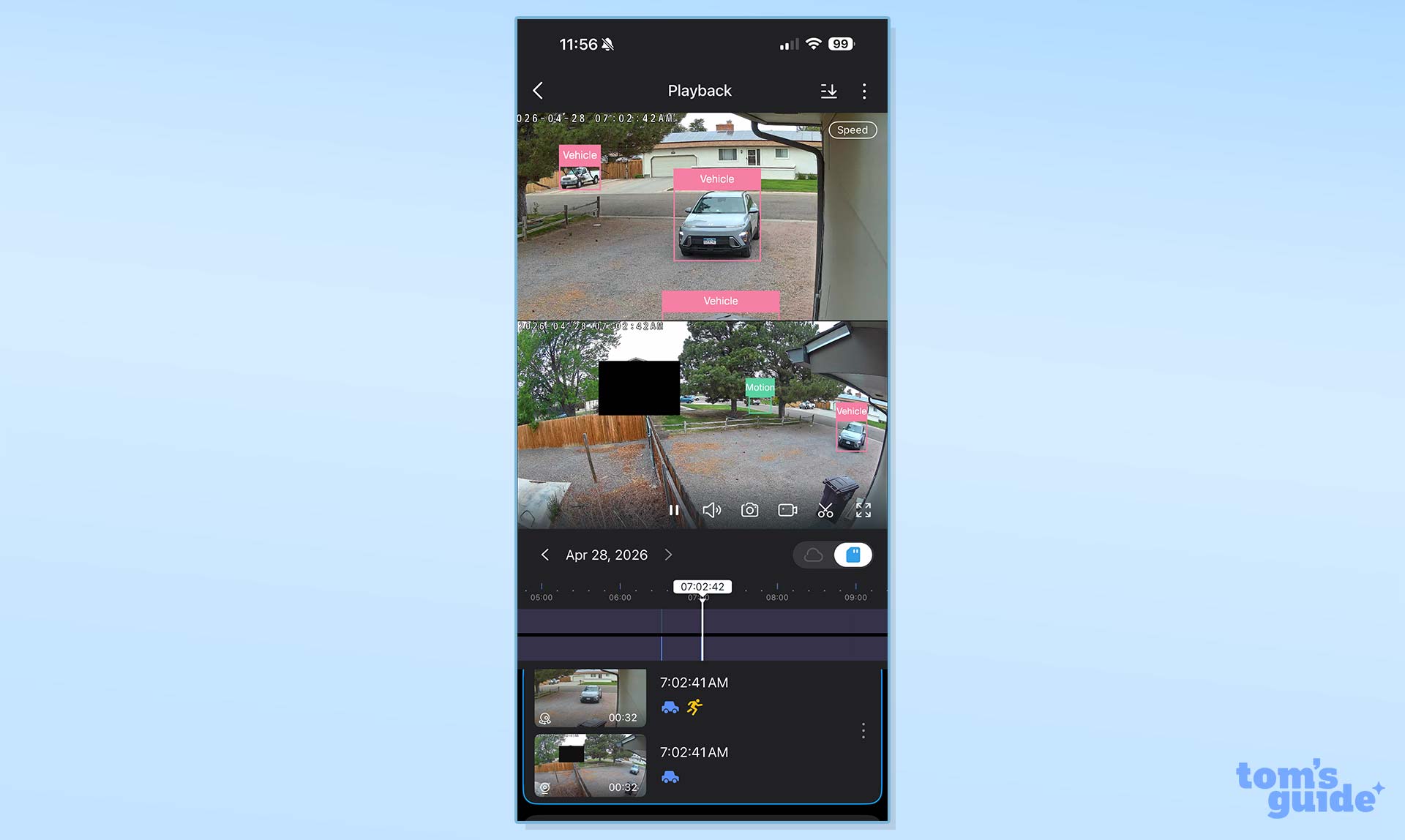 Screenshot from the TP-Link Tapo C675D security camera app