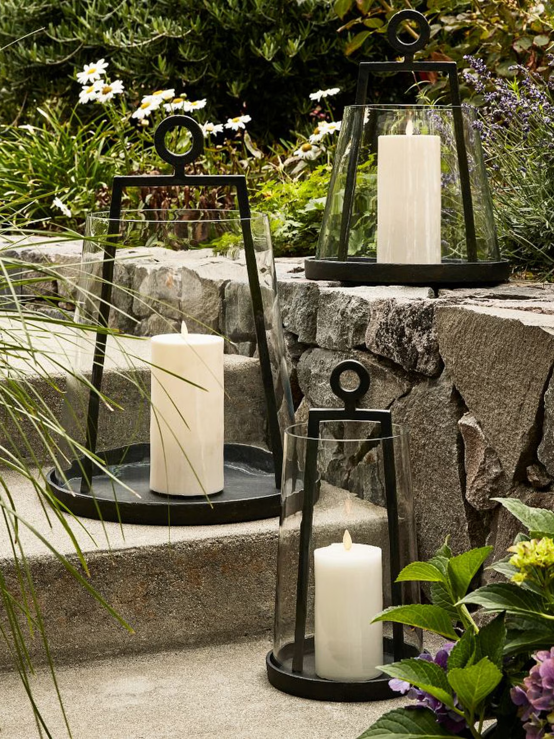 An iron-forged indoor-outdoor lantern from Pottery Barn