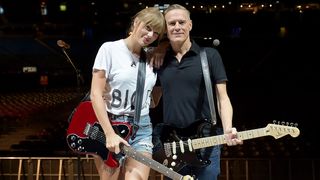 TORONTO, ON - AUGUST 04: (EDITORIAL USE ONLY. NO STANDALONE PUBLICATION USE (NO SPECIAL INTEREST OR SINGLE ARTIST PUBLICATION USE; NO BOOK USE)) Taylor Swift, Swift and Bryan Adams rehearse onstage during the Taylor Swift reputation Stadium Tour at Rogers Centre on August 4, 2018 in Toronto, Canada. (Photo by Jason Kempin/TAS18/Getty Images for TAS)