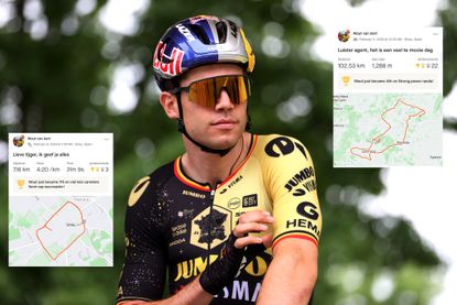 Wout van aert with two strava uploads embedded on the picture