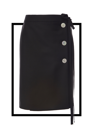 Button-Embellished Mohair-Blend Skirt