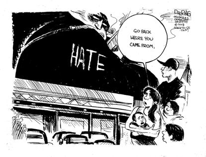 Political Cartoon U.S. Hate At Border Towns El Paso Go Back to Where You Came From