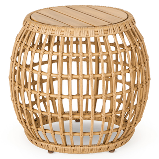 round rattan outdoor side table
