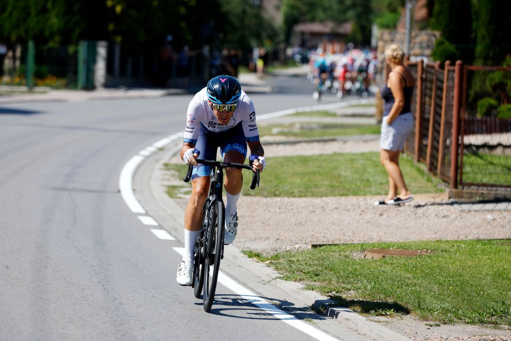 KRAKOW POLAND AUGUST 05 Alessandro De Marchi of Italy and Team Israel Premier Tech competes in the breakaway during the 79th Tour de Pologne 2022 Stage 7 a 1778km stage from Valsir to Krakow TdP22 WorldTour on August 05 2022 in Krakow Poland Photo by Bas CzerwinskiGetty Images