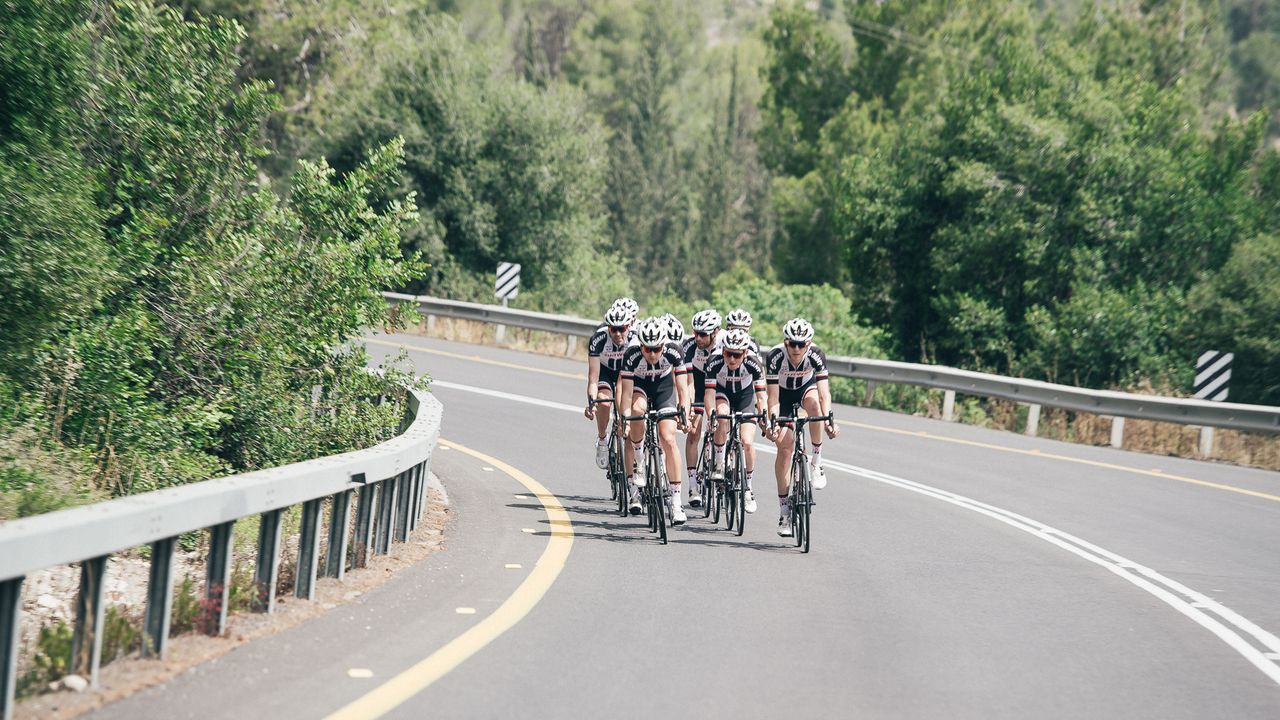 The riders move through the gears