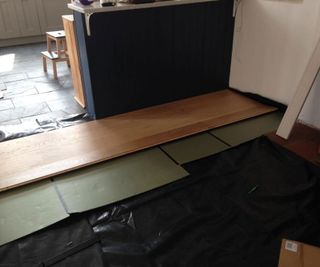 engineered oak flooring installation in progress