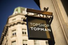 A logo outside the now-closed Topshop clothing store in London