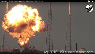 Screenshot of explosion of a SpaceX Falcon 9 rocket on Sept. 1